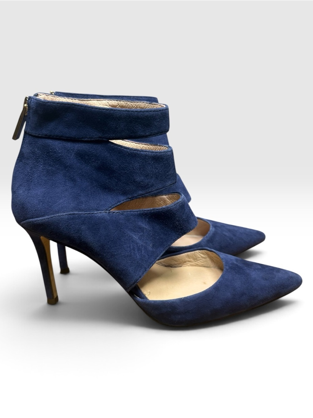 Louise et Cie Navy Suede Cutout Pointed Toe Heels Size 7